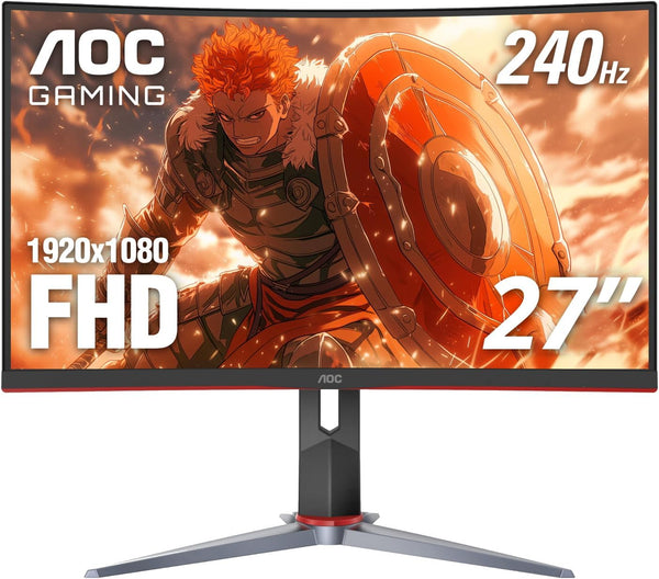 C27G2Z 27" Curved Frameless Ultra-Fast Gaming Monitor, FHD 1080P, 0.5Ms 240Hz, Freesync, 2X HDMI 2.0, 1X Display Port, Height Adjustable, Xbox PS5 Switch Ready, 3-Year Zero-Bright-Dot