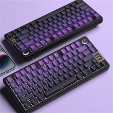 Black Purple Side Engraved Translucent OEM Keycaps 130 Keys PBT Small Full Set Keycaps for 60/64/84/98/108 Mechanical Keyboards