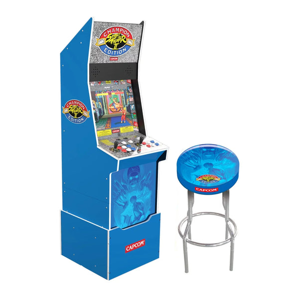 Street Fighter II Big Blue Arcade Machine with Riser and Stool Bundle, Teen & Adult