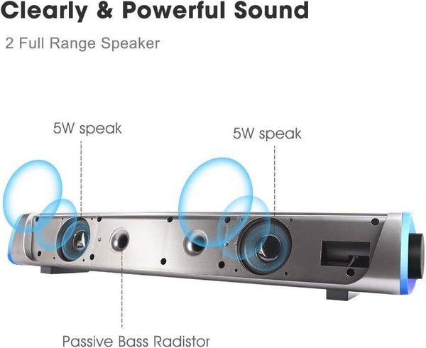 R30 Computer Speakers, USB Powered Small PC Speakers, Colorful RGB Lights with S