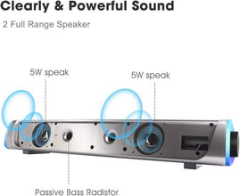 R30 Computer Speakers, USB Powered Small PC Speakers, Colorful RGB Lights with S