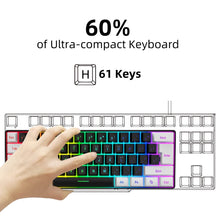 Gaming Keyboard, Quiet Wired Computer Keyboard USB Wired 61-Key Gaming Keypad Ergonomic Streamlined Design Keyboard