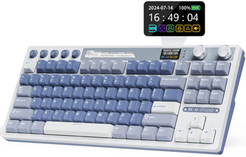 RK ROYAL KLUDGE M87 Wireless Gaming Keyboard with Screen and Dual Knob, 75% P...