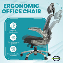 Officefactor 500 Lbs Rated Real High Back Ergonomic Big and Tall Office Chair Flip-Up Arms, Mesh Office Chair, Swivel Office Chair with anti Scratch Wheels, Mesh Office Chair (Black with Headrest)