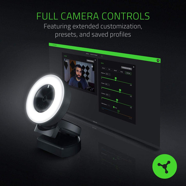 Kiyo Streaming Webcam: 1080P 30 FPS / 720P 60 FPS - Ring Light W/Adjustable Brightness - Built-In Microphone - Advanced Autofocus