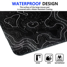 Topographic Large Gaming Mouse Pad, Extended XL Computer Mousepad with Stitched Edges and Non-Slip Rubber Base, 31.5X11.8 Inch, 1Lb, 3Mm Thick Desk Mat Keyboard Pad Desk Pad (Black)