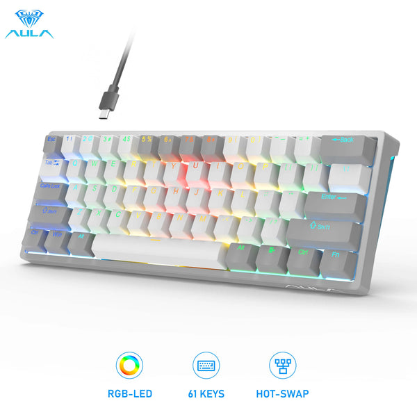 RGB 60 Percent Wired Gaming Mechanical Keyboard Mini Compact USB Hot-Swappable Keyboards with Brown Switches for PC Laptop