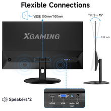 27 Inch Monitor - 1080P, VA Panel, Full HD, Frameless, 100Hz, Freesync, Built-In Speakers,For Working and Gaming, Low Blue Light, Flicker Free, HDMI, VESA Mountable, Tilt -Black