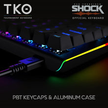 Gaming TKO Mechanical Keyboard | Clicky White Switches | 60% Layout | Split Spacebar | Hotswap | PBT Keycaps | Aluminum Body | SF Shock Limited Edition Travel Case