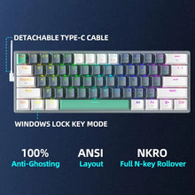 K500-B61W Wireless Mechanical Keyboard 60% ANSI Layout Hot-Swappable Tri-Mode RGB Wireless Gaming Keyboard for Gamer