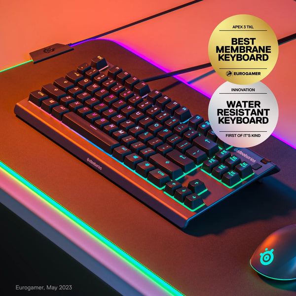 Apex 3 TKL RGB Gaming Keyboard - Tenkeyless - Water & Dust Resistant - PC and USB-A