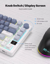 M75  ROYAL KLUDGE 2.4G Wireless/Bluetooth/Usb-C Mechanical Keyboard 81Keys RGB Hot-Swappable Gasket Gamer Keyboard with Screen