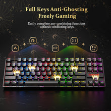 K552 Mechanical Gaming Keyboard, LED Gaming Keyboard with Red Switches, 87 Full Anti-Ghosting Keys, Unique Metal Rim for Windows Gaming PC - Black