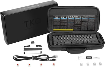 Gaming TKO Mechanical Keyboard | Clicky White Switches | 60% Layout | Split Spacebar | Hotswap | PBT Keycaps | Aluminum Body | SF Shock Limited Edition Travel Case