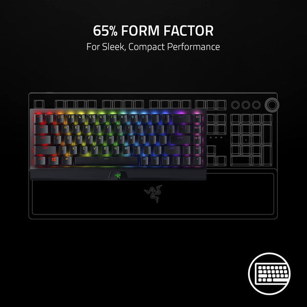 Blackwidow V3 Mini Hyperspeed 65% Wireless Mechanical Gaming Keyboard: Yellow Mechanical Switches Linear & Silent - Doubleshot ABS Keycaps - Chroma RGB - up to 200 Hr Battery - Snap Tap