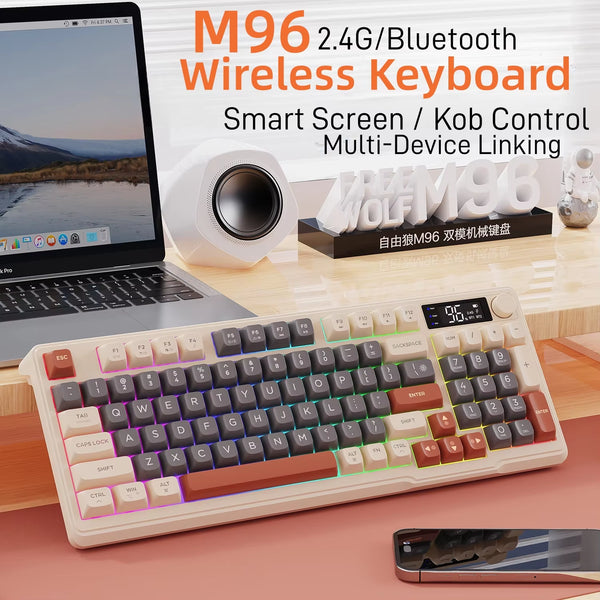 M96 Bluetooth Keyboard Wireless  Screen Gaming Keyboard,Electronic Screen, Multi-Device Connection,Ergonomics Gaming