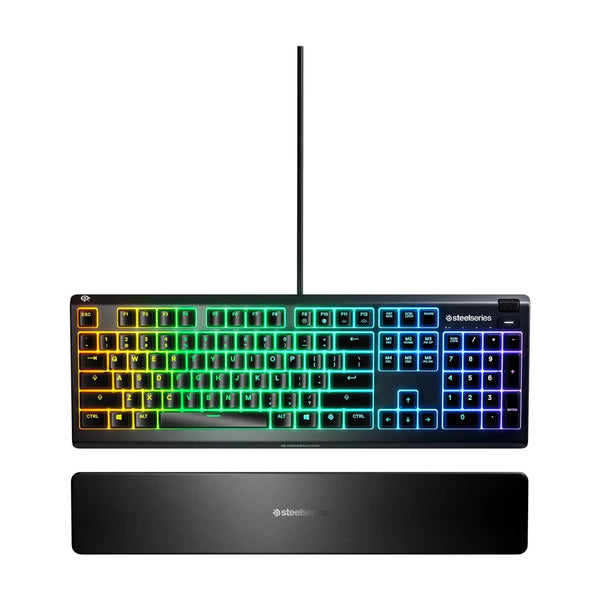 Apex 3 RGB Gaming Keyboard – 10-Zone RGB Illumination – IP32 Water Resistant – Premium Magnetic Wrist Rest (Whisper Quiet Gaming Switch)