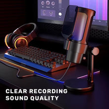 Portable Gaming Condenser RGB Gaming Microphone USB Computer Desktop Microphone Capacitive One Click Silent Recording Microphone