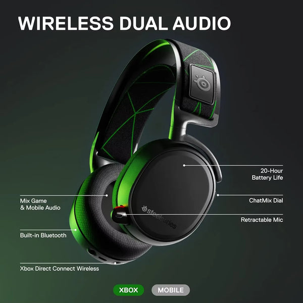 Arctis 9X Wireless Gaming Headset Integrated-Xbox Wireless Bluetooth 20+ Hour Battery Life for Xbox One and Series X