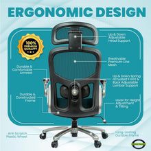 Officefactor 500 Lbs Rated Real High Back Ergonomic Big and Tall Office Chair Flip-Up Arms, Mesh Office Chair, Swivel Office Chair with anti Scratch Wheels, Mesh Office Chair (Black with Headrest)