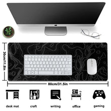 Topographic Large Gaming Mouse Pad, Extended XL Computer Mousepad with Stitched Edges and Non-Slip Rubber Base, 31.5X11.8 Inch, 1Lb, 3Mm Thick Desk Mat Keyboard Pad Desk Pad (Black)