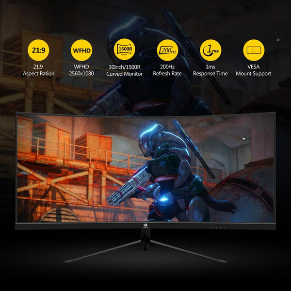 UG30 30-Inch Curved Gaming Monitor 200Hz 1Ms 21:9 Ultrawide 2560X1080 HDMI DP Port RGB