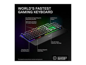 Apex Pro Mini Wireless Mechanical Gaming Keyboard - World'S Fastest Keyboard - Adjustable Actuation - Compact 60% Form Factor - RGB - PBT Keycaps - Bluetooth 5.0 - 2.4Ghz - USB-C